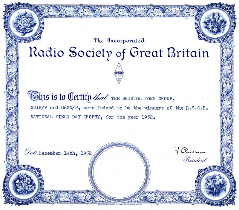 1952 NFD Certificate