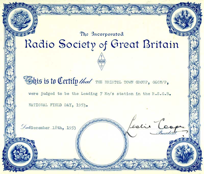 1953 NFD Certificate